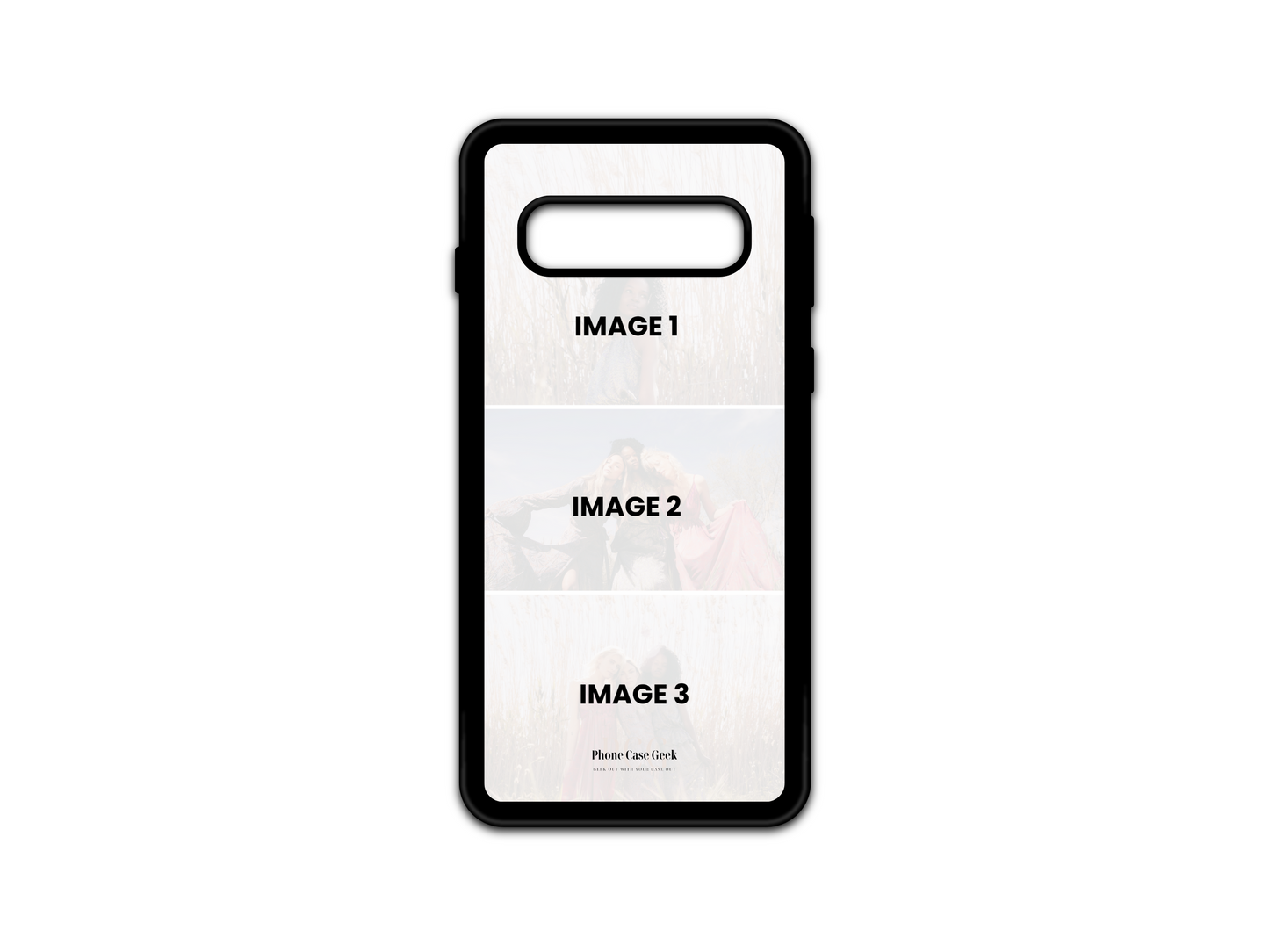 Samsung Galaxy S10 phone case with 3 photo collage, showcasing a custom design option for personal photos, ideal for capturing cherished memories.