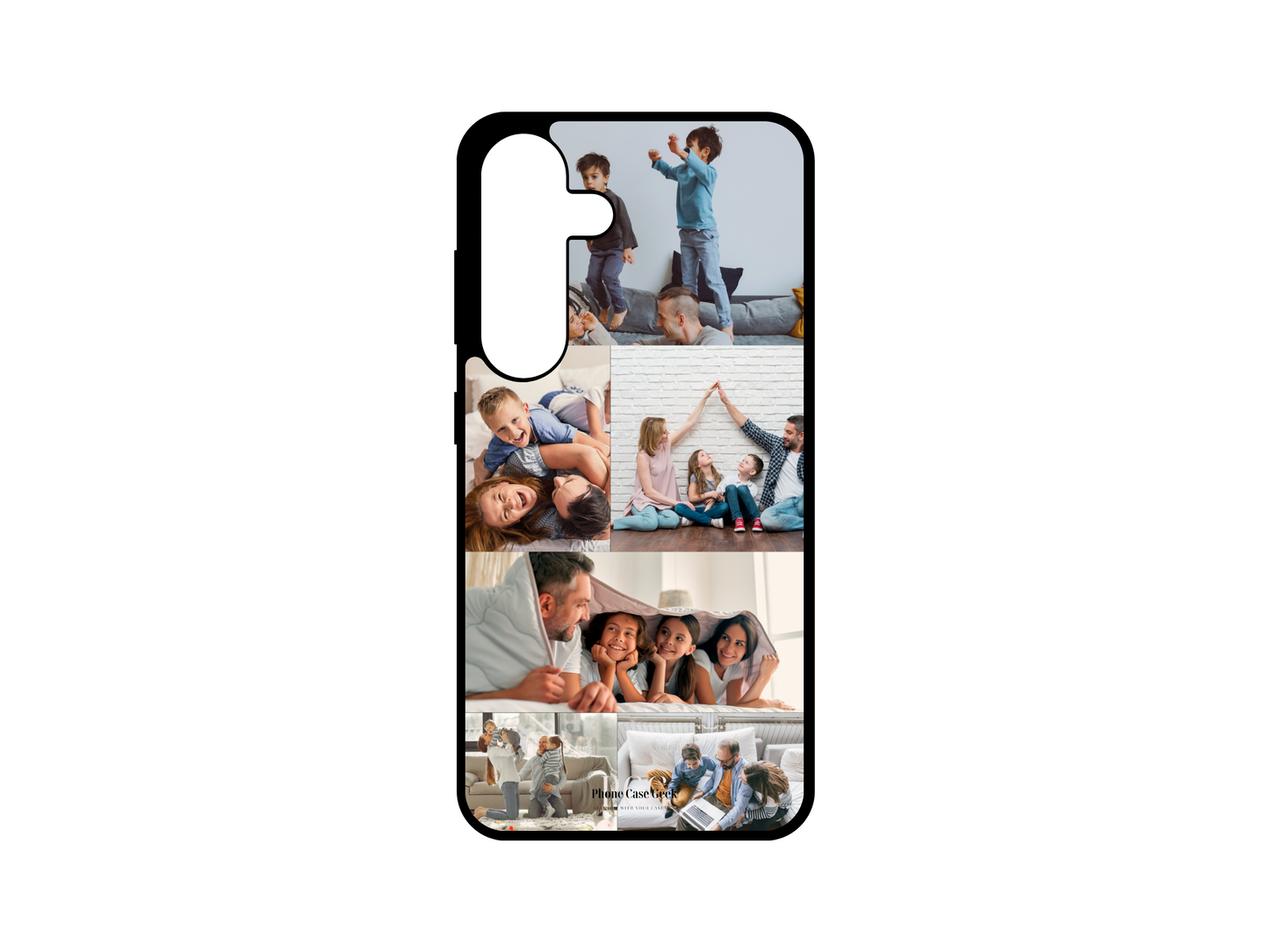 Custom 6 Photo Collage Phone Case for Samsung Galaxy S24, S23, S22, S21 featuring family photos in a personalized layout.