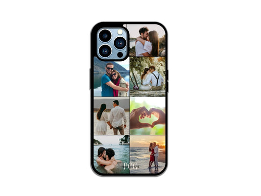 Example of a 7-photo collage custom phone case for iPhone featuring a couple's cherished moments.