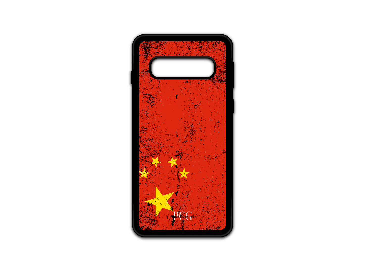 Chinese Flag Grunge Phone Case for Samsung Galaxy S10 featuring a distressed and vintage flag design.