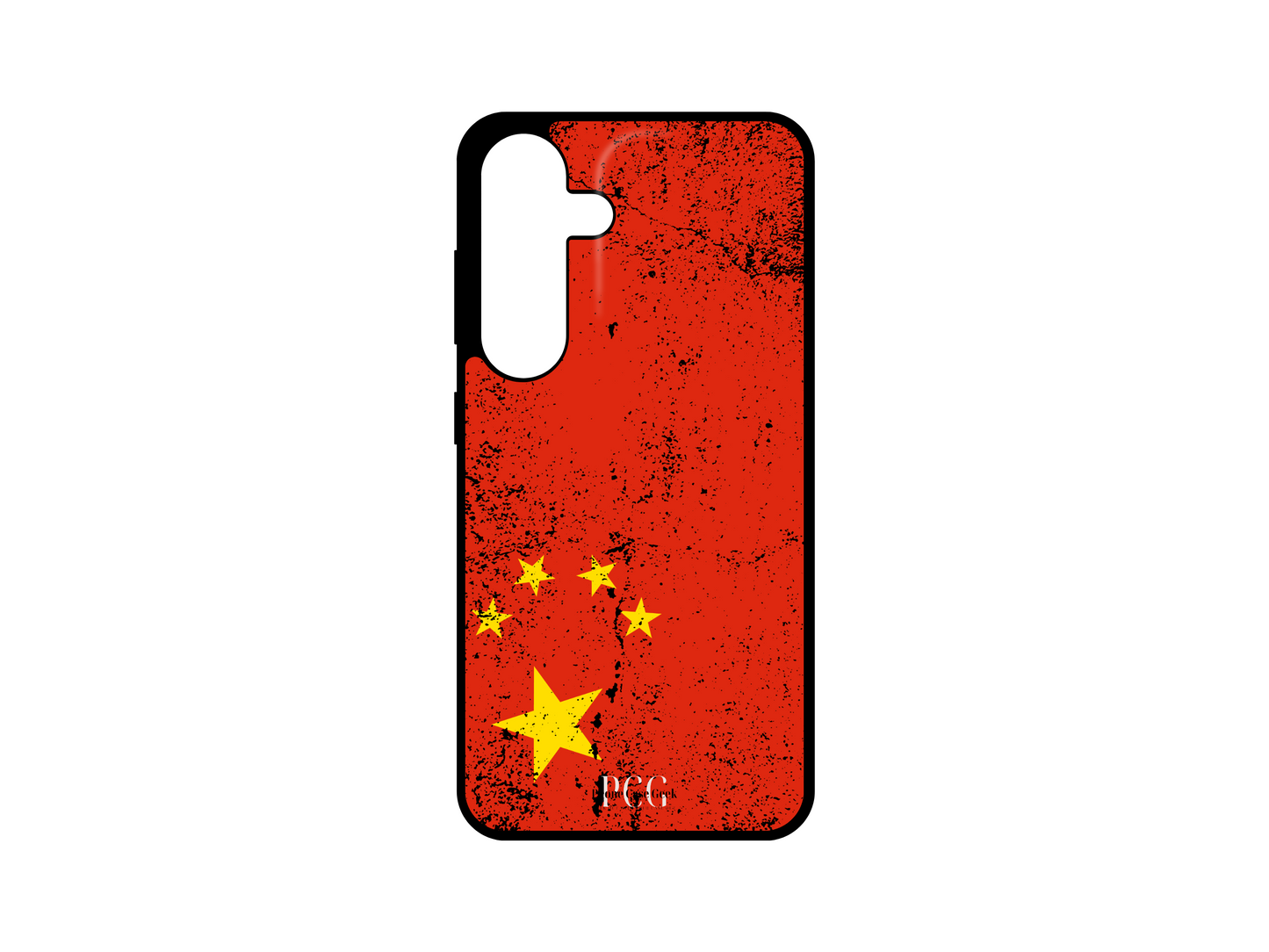 Chinese Flag Grunge Phone Case for Samsung Galaxy S24, S23, S22, S21, with a weathered and distressed design of the Chinese flag.
