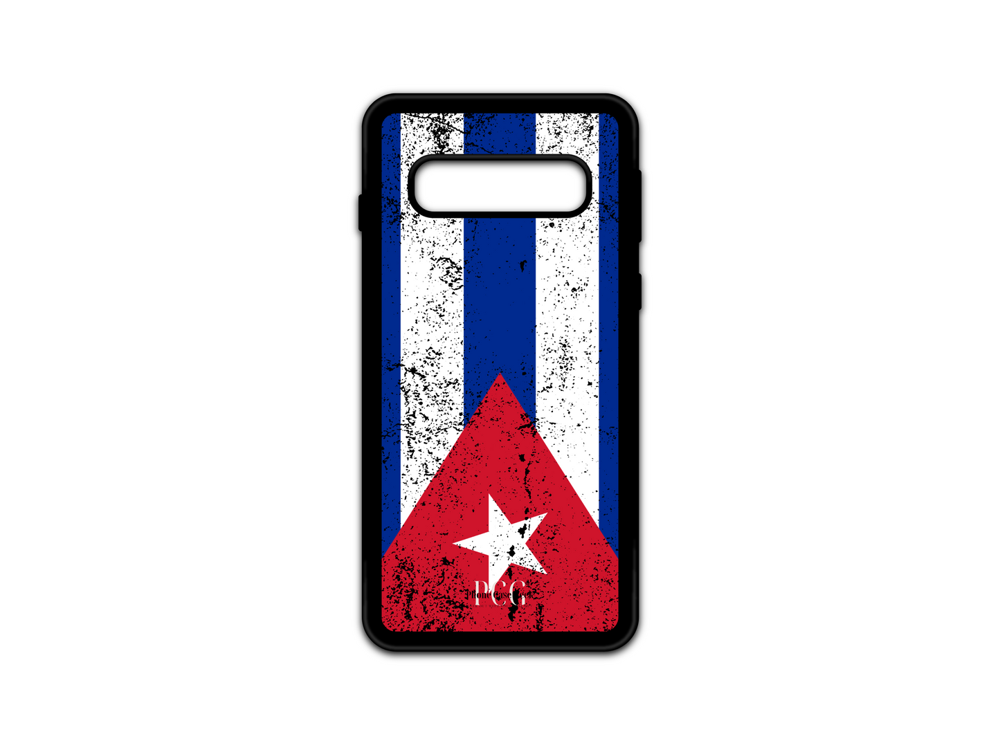 Cuban Flag Grunge Phone Case for Samsung Galaxy S10, featuring a distressed, vintage-style design with the bold colors and symbol of the Cuban flag.