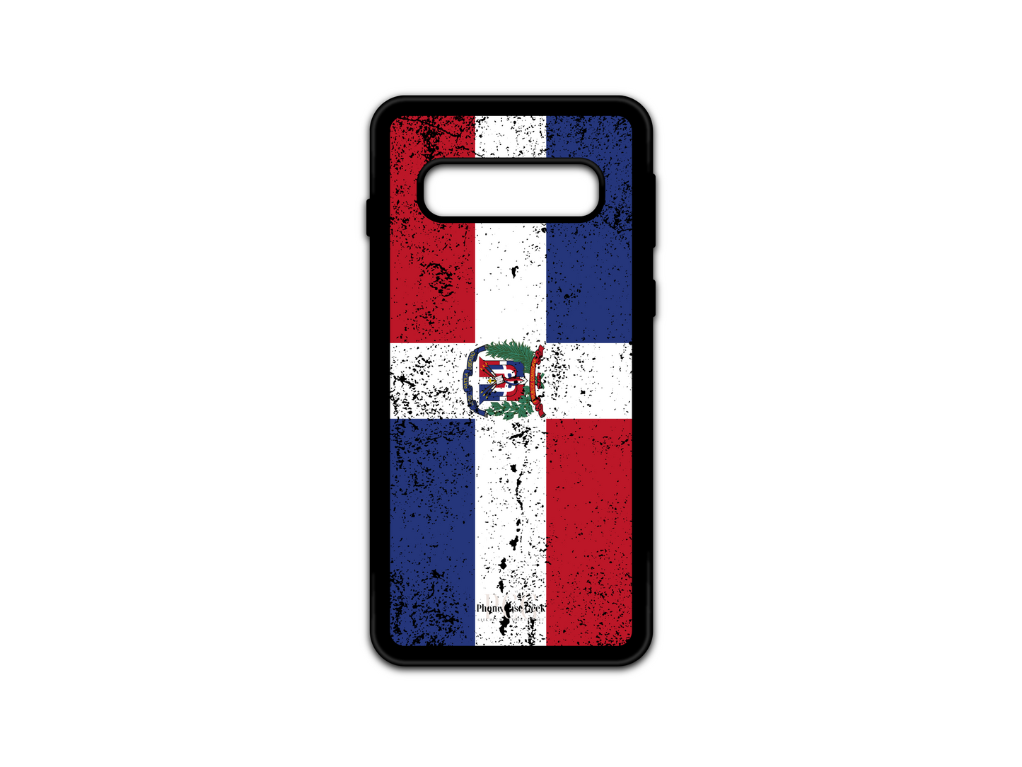 Dominican Republic Flag Grunge Phone Case for Samsung Galaxy S10, featuring a distressed grunge version of the flag's design, giving it a unique and rugged look.