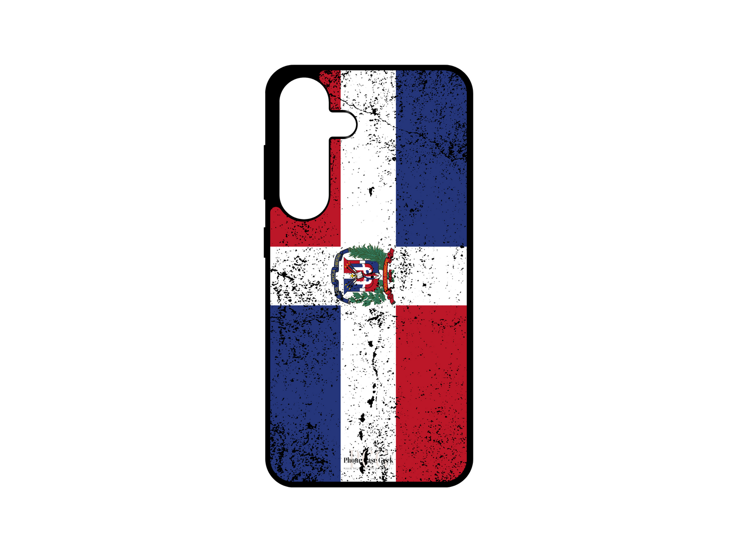 Dominican Republic Flag Grunge Phone Case for Samsung Galaxy S24, S23, S22, S21, featuring a distressed and rugged version of the Dominican Republic flag design for a unique, vintage look.