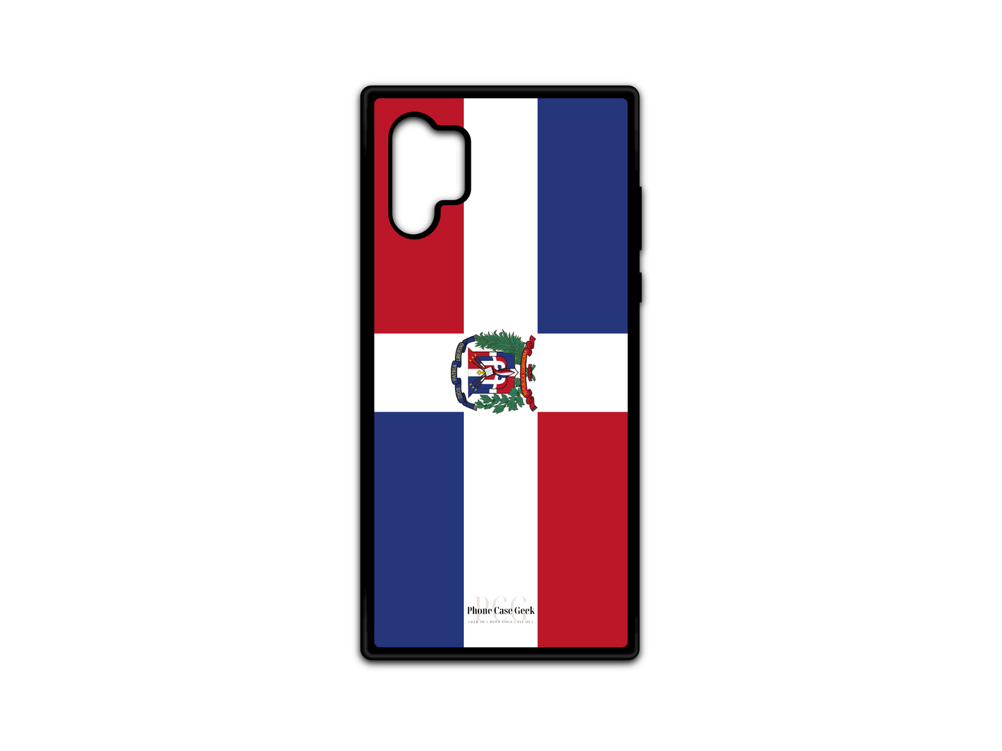 Dominican Republic Flag Phone Case for Samsung Galaxy Note 10, showcasing the vibrant red, white, and blue design of the Dominican Republic flag for a patriotic and stylish look.