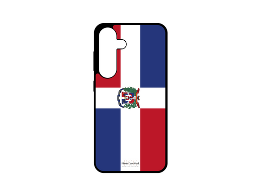 Dominican Republic Flag Phone Case for Samsung Galaxy S24, S23, S22, S21, featuring the vibrant red, white, and blue stripes with the national coat of arms for a bold, patriotic look.