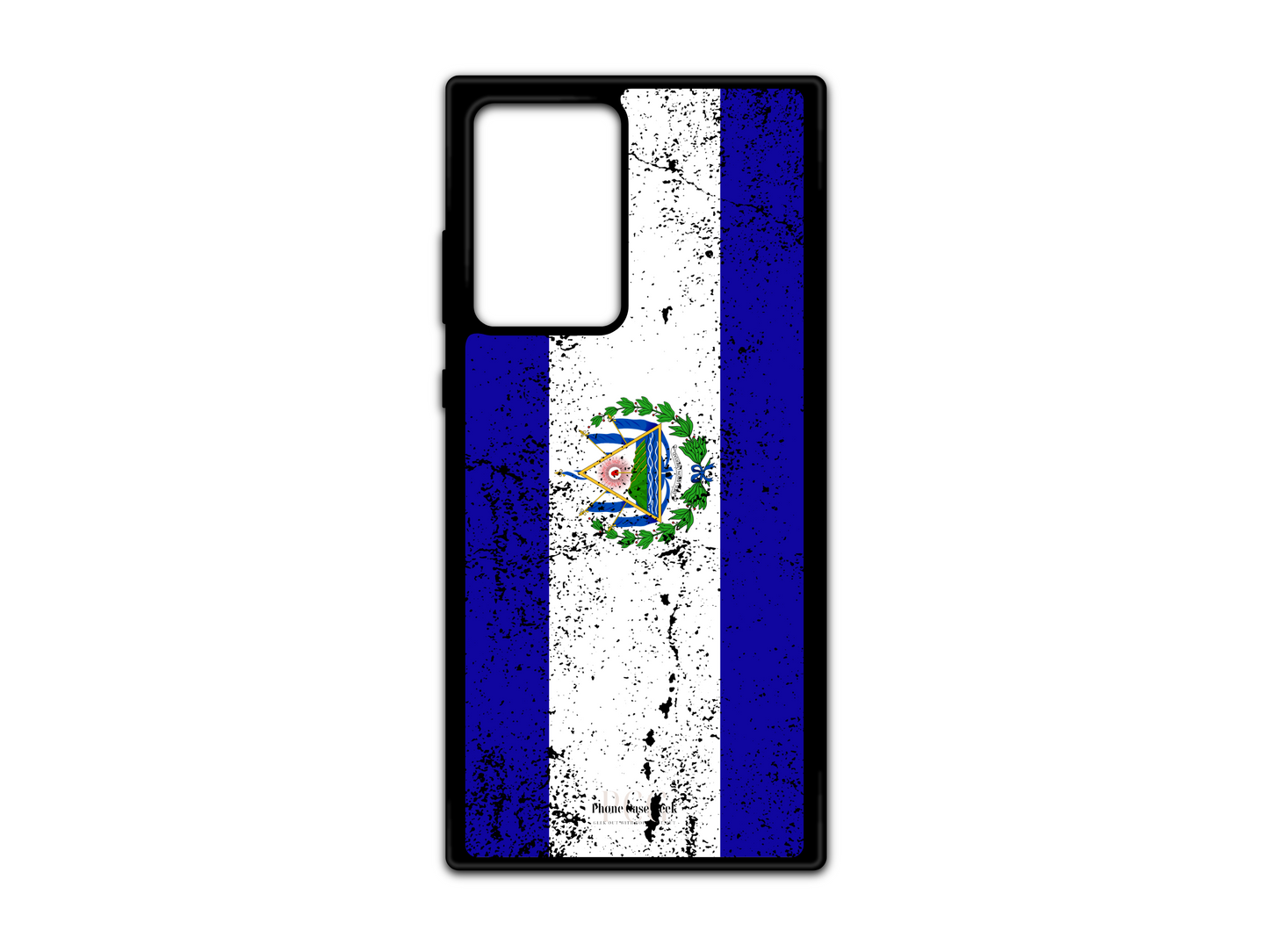 El Salvador Flag Grunge Phone Case for Samsung Galaxy S21 Ultra, Note 20, and Note 20 Ultra, showcasing a distressed design with the blue and white stripes and national emblem for a vintage and bold look.