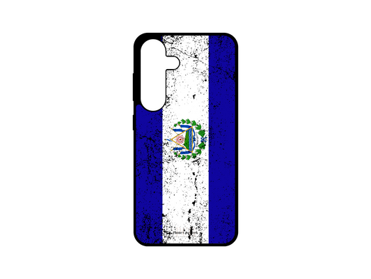 El Salvador Flag Grunge Phone Case for Samsung Galaxy S24, S23, S22, and S21, showcasing a distressed, vintage look of the blue and white stripes with a grunge effect, symbolizing national pride and history.