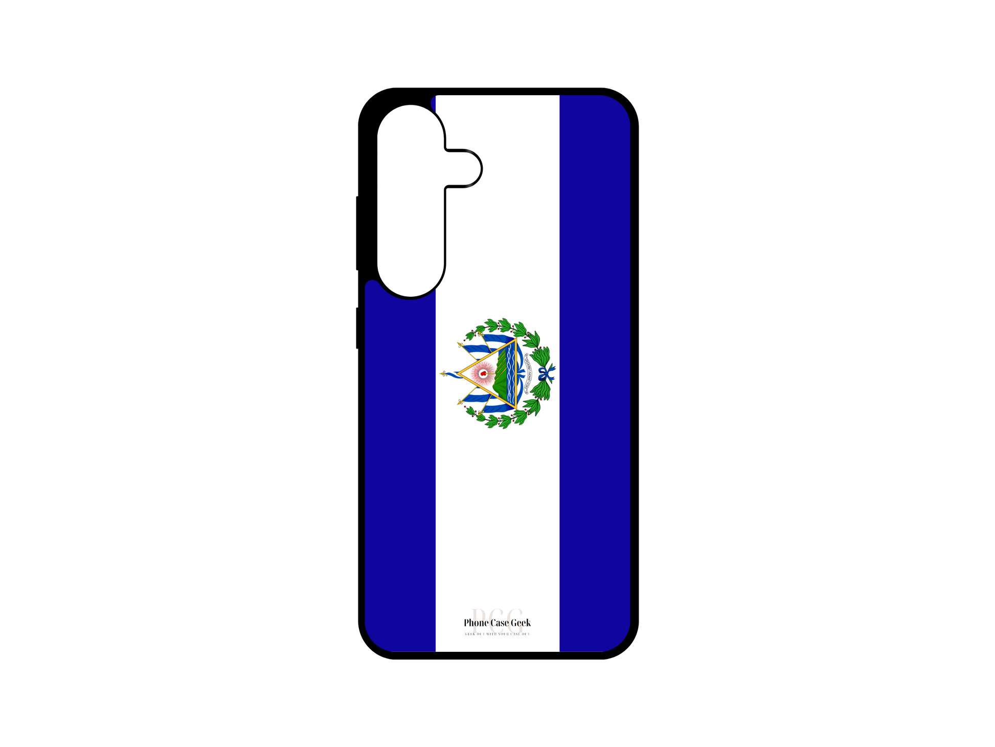 El Salvador Flag Phone Case for Samsung Galaxy S24, S23, S22, and S21, showcasing the vibrant blue and white stripes of the El Salvador flag with the national coat of arms in the center.