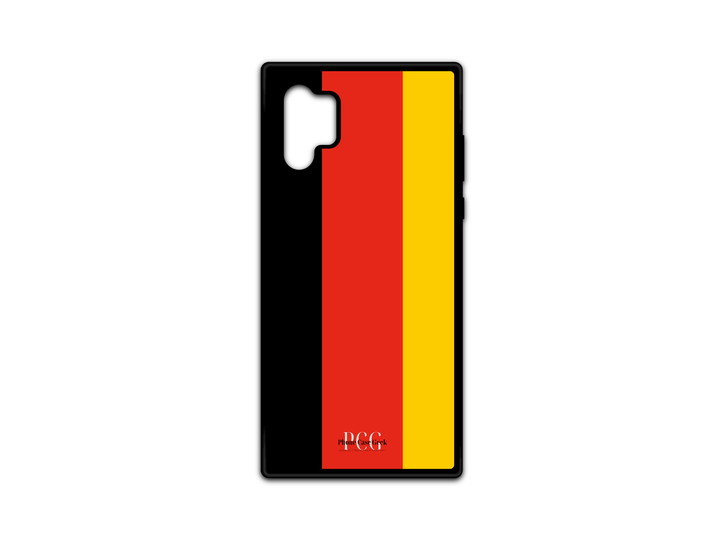 German Flag Phone Case for Samsung Galaxy Note 10, featuring the iconic black, red, and gold stripes in a bold and vibrant design.