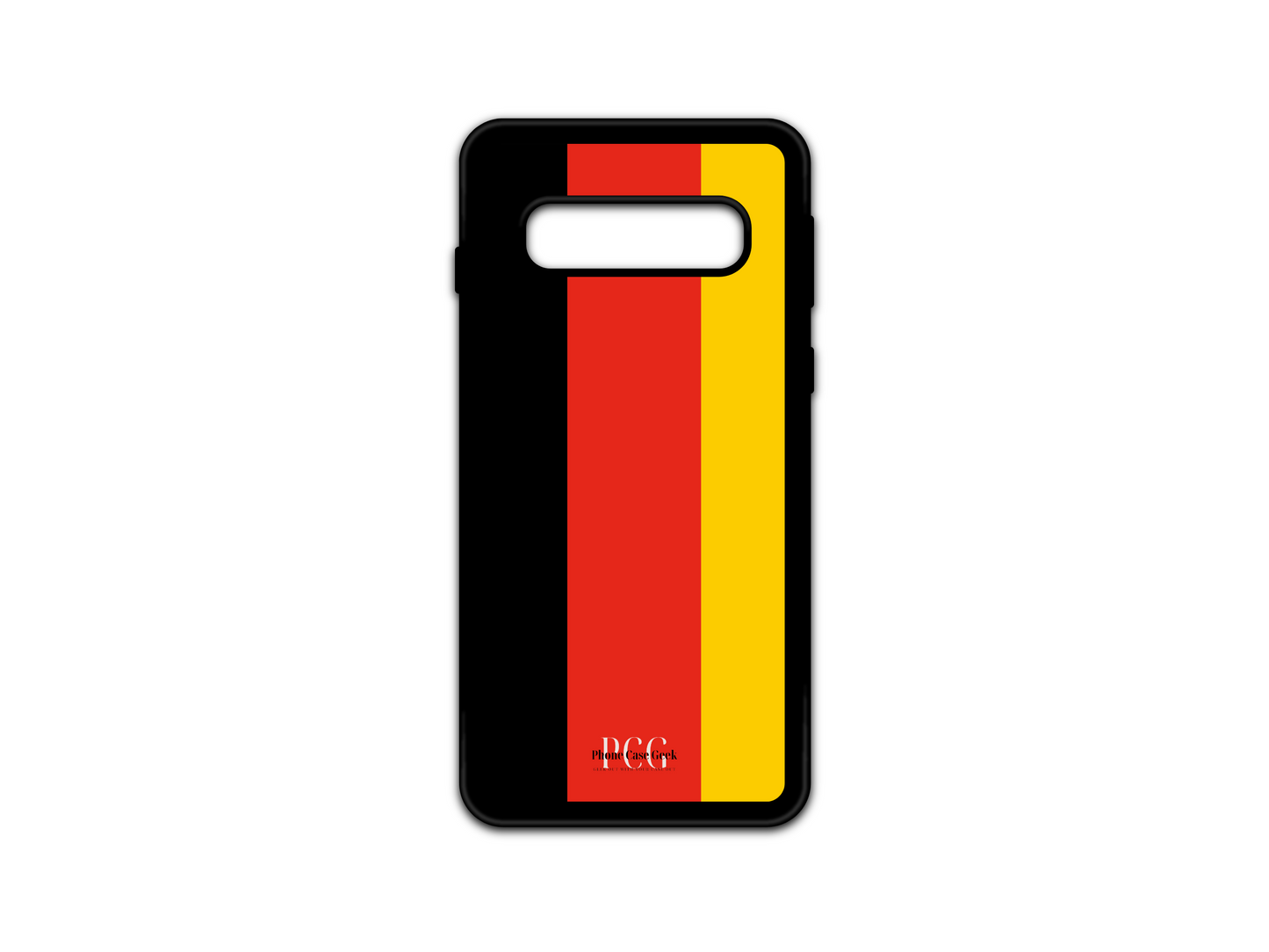 German Flag Phone Case for Samsung Galaxy S10, featuring the bold black, red, and gold stripes of the German flag for a patriotic and stylish design.