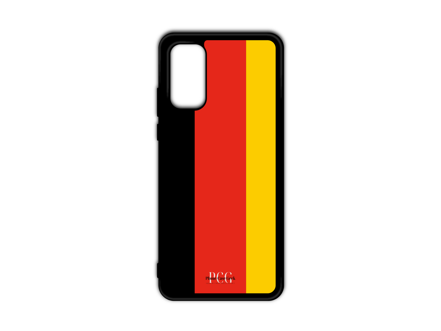 German Flag Phone Case for Samsung Galaxy S20, S20 Ultra, and S20 FE, showcasing the iconic black, red, and gold stripes in a bold, patriotic design.