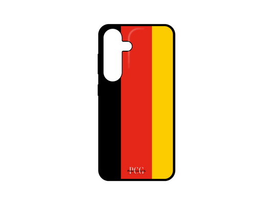 German Flag Phone Case for Samsung Galaxy S24, S23, S22, and S21, showcasing the bold black, red, and gold stripes of the German flag for patriotic phone protection.