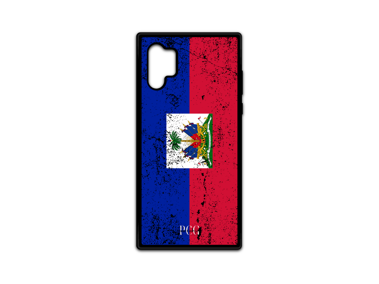 Custom Haitian Flag Grunge Phone Case for Samsung Galaxy Note 10 with a distressed, worn design featuring the iconic blue and red Haitian flag.