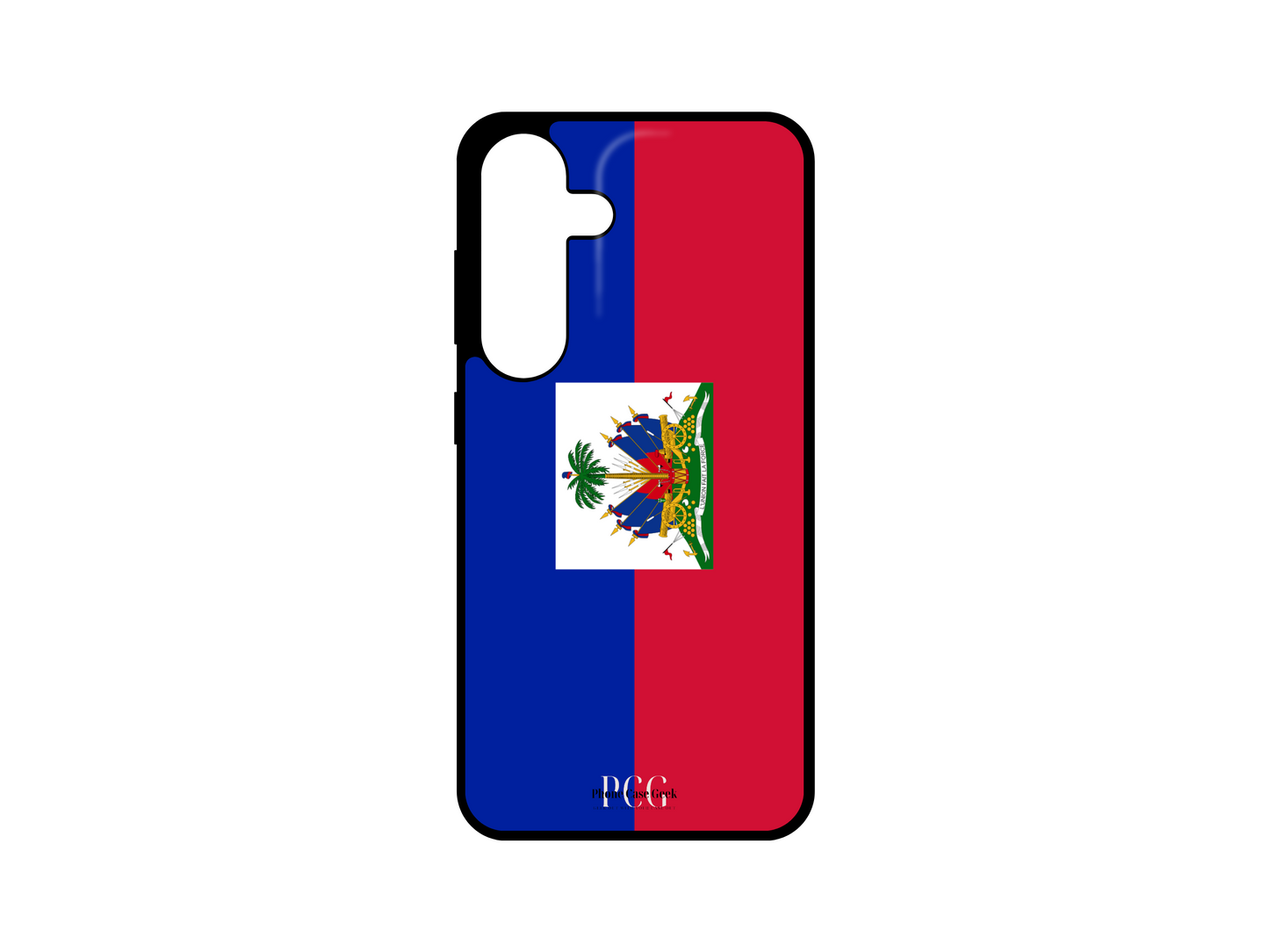 Custom Haitian Flag Phone Case for Samsung Galaxy S24, S23, S22, S21 featuring the vibrant blue and red colors of the Haitian flag with a bold, patriotic design.