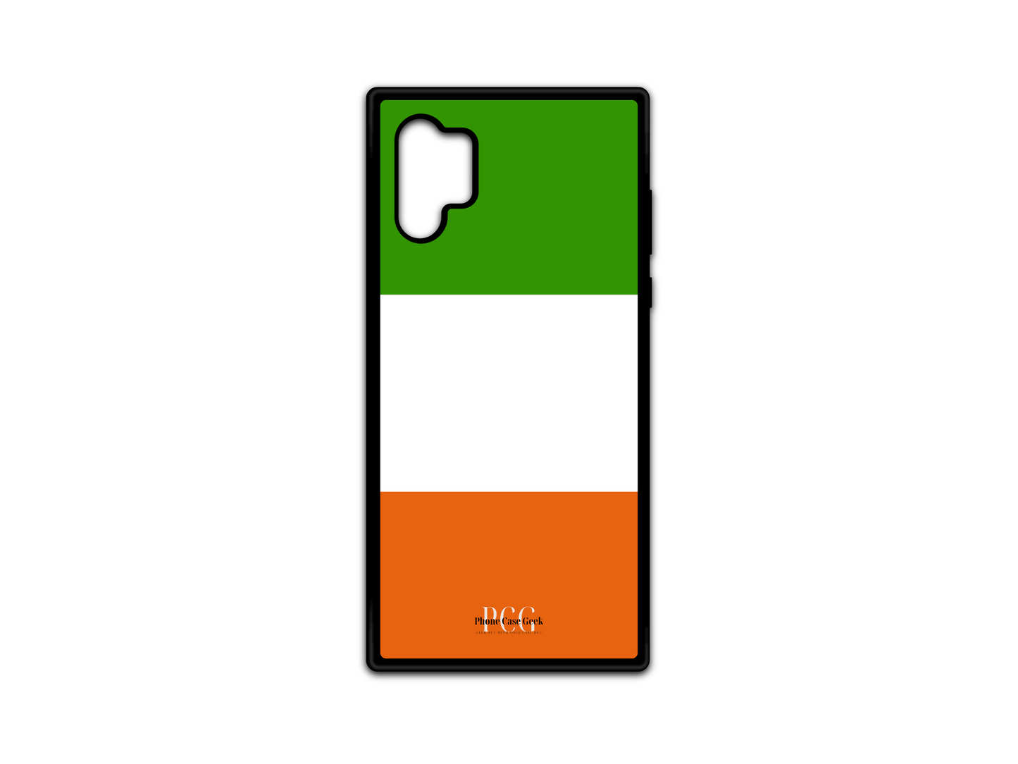 Custom Irish Flag Phone Case for Samsung Galaxy Note 10 with green, white, and orange stripes representing Ireland's heritage and national pride.