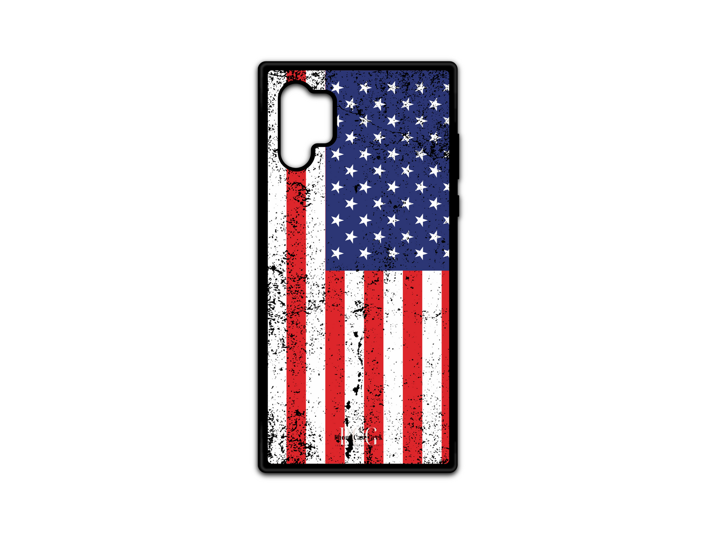 American Flag Grunge Phone Case for Samsung Galaxy Note 10, featuring a vintage, distressed American flag design with a rugged, patriotic feel.