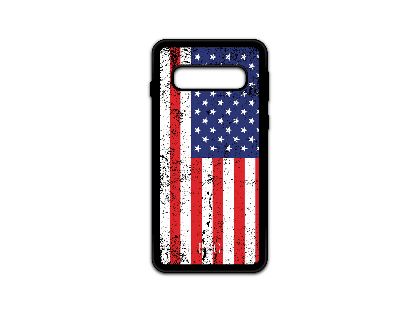 American Flag Grunge Phone Case for Samsung Galaxy S10 featuring a vintage, distressed American flag design for a rugged, patriotic style.