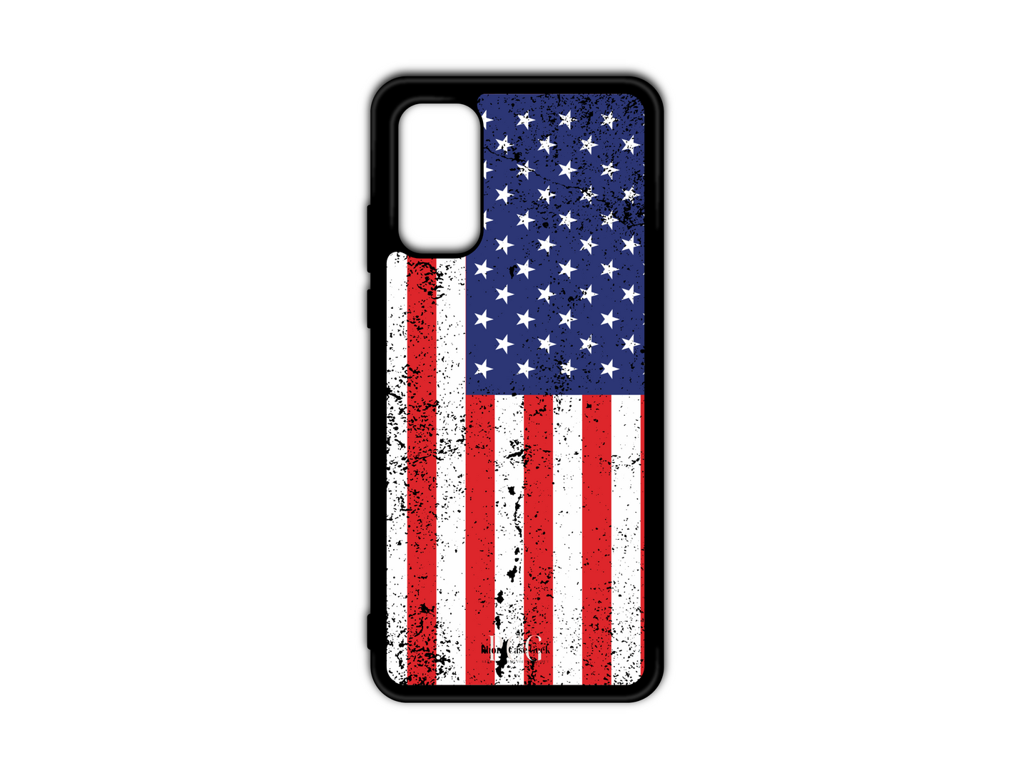 American Flag Grunge Phone Case for Samsung Galaxy S20, S20 Ultra, and S20 FE, featuring a bold, distressed American flag design for a vintage, rugged look.