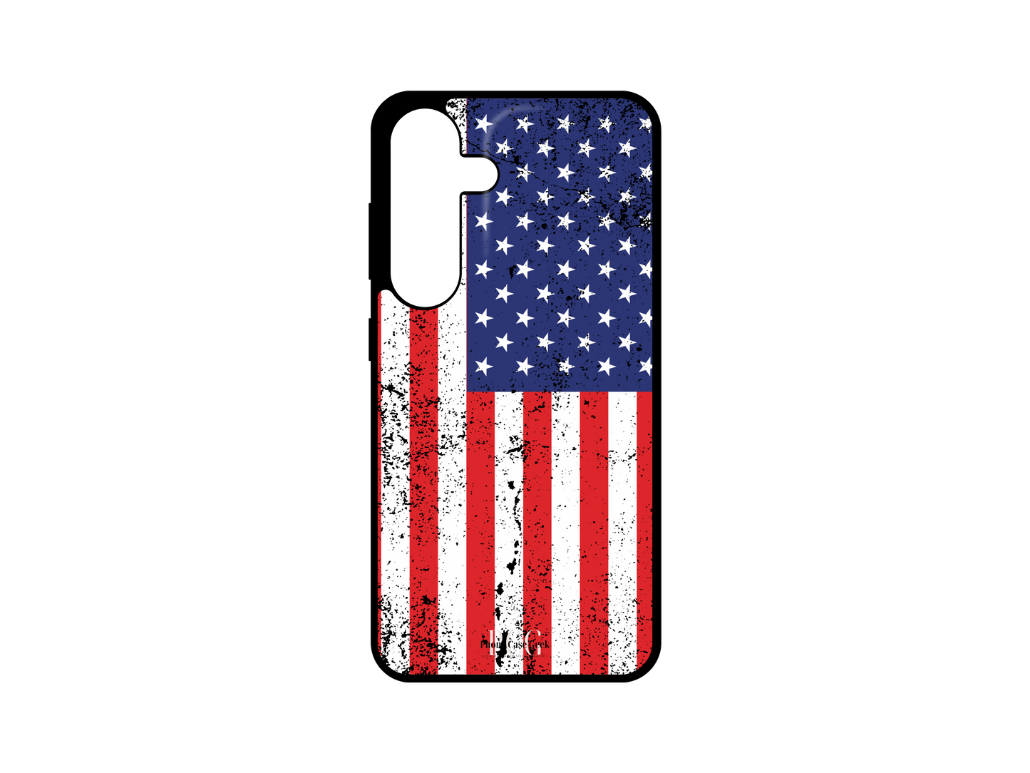 American Flag Grunge Phone Case for Samsung Galaxy S24, S23, S22, and S21 featuring a distressed, vintage American flag design with a grunge effect for a bold, patriotic look.