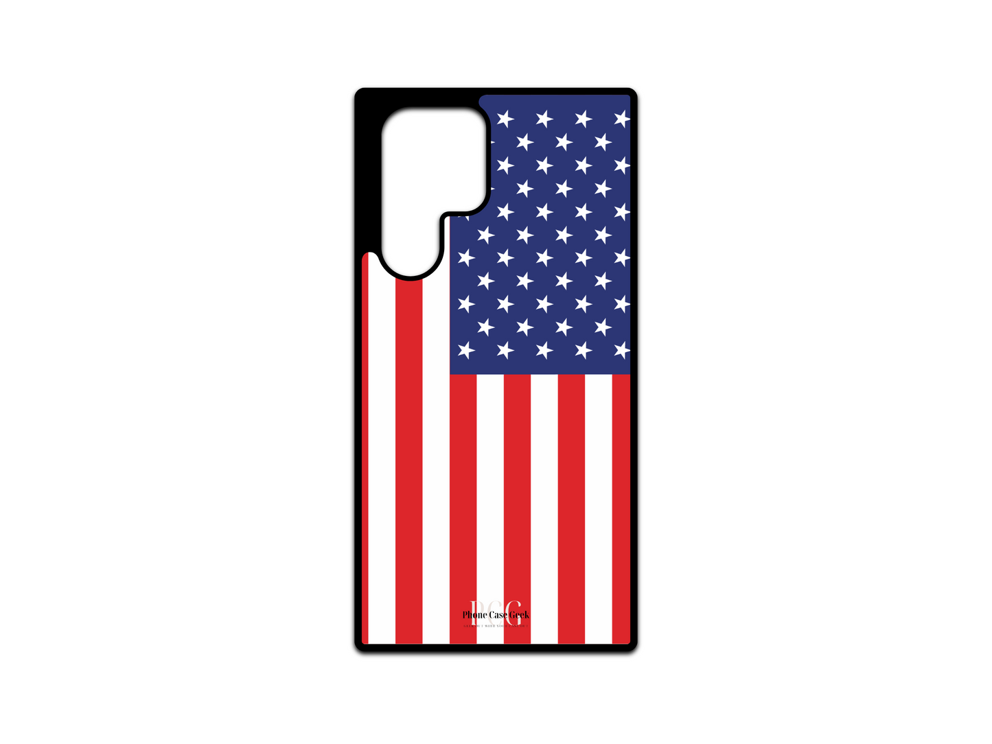 American Flag Phone Case for Samsung Galaxy S24 Ultra, S23 Ultra, and S22 Ultra, featuring a striking patriotic design with the stars and stripes of the American flag, offering a bold, patriotic look for your high-end Samsung device.