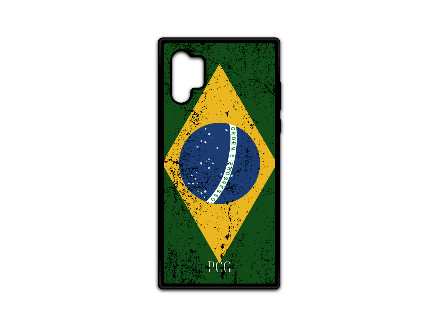 Brazilian Flag Grunge Phone Case for Samsung Galaxy Note 10, showcasing a bold, grunge-style Brazilian flag design in green, yellow, and blue. A perfect way to represent Brazil with a unique, artistic phone case for your Note 10.