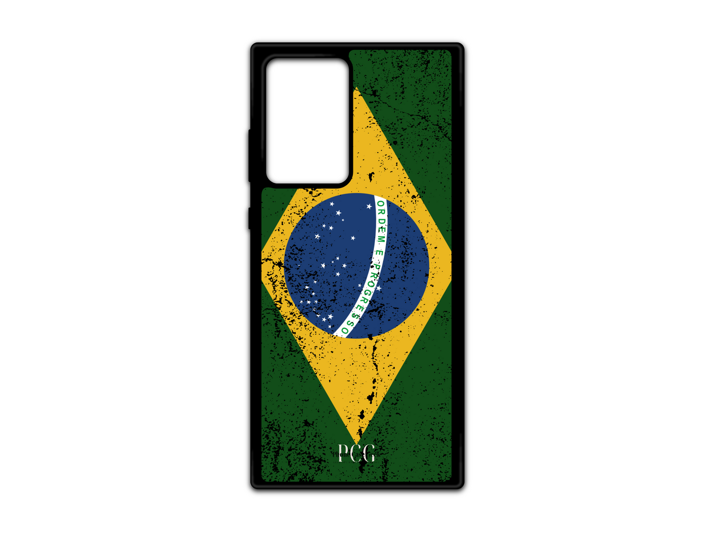 Brazilian Flag Grunge Phone Case for Samsung Galaxy S21 Ultra, Note 20, and Note 20 Ultra, featuring an artistic, grunge-style depiction of the Brazilian flag with vibrant green, yellow, and blue tones. A perfect choice for those who want to express their love for Brazil with a unique, modern design.