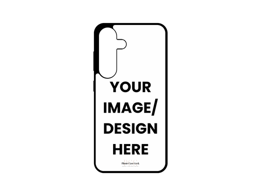 TTemplate design for a custom phone case for Samsung Galaxy S24, S23, S22, and S21, illustrating the layout and personalization options available