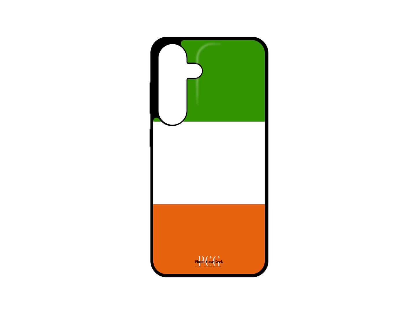 Irish Flag Phone Case for Samsung Galaxy S24, S23, S22, and S21. This phone case showcases the iconic green, white, and orange stripes of the Irish flag, perfect for showing off your Irish pride in a bold and stylish way.