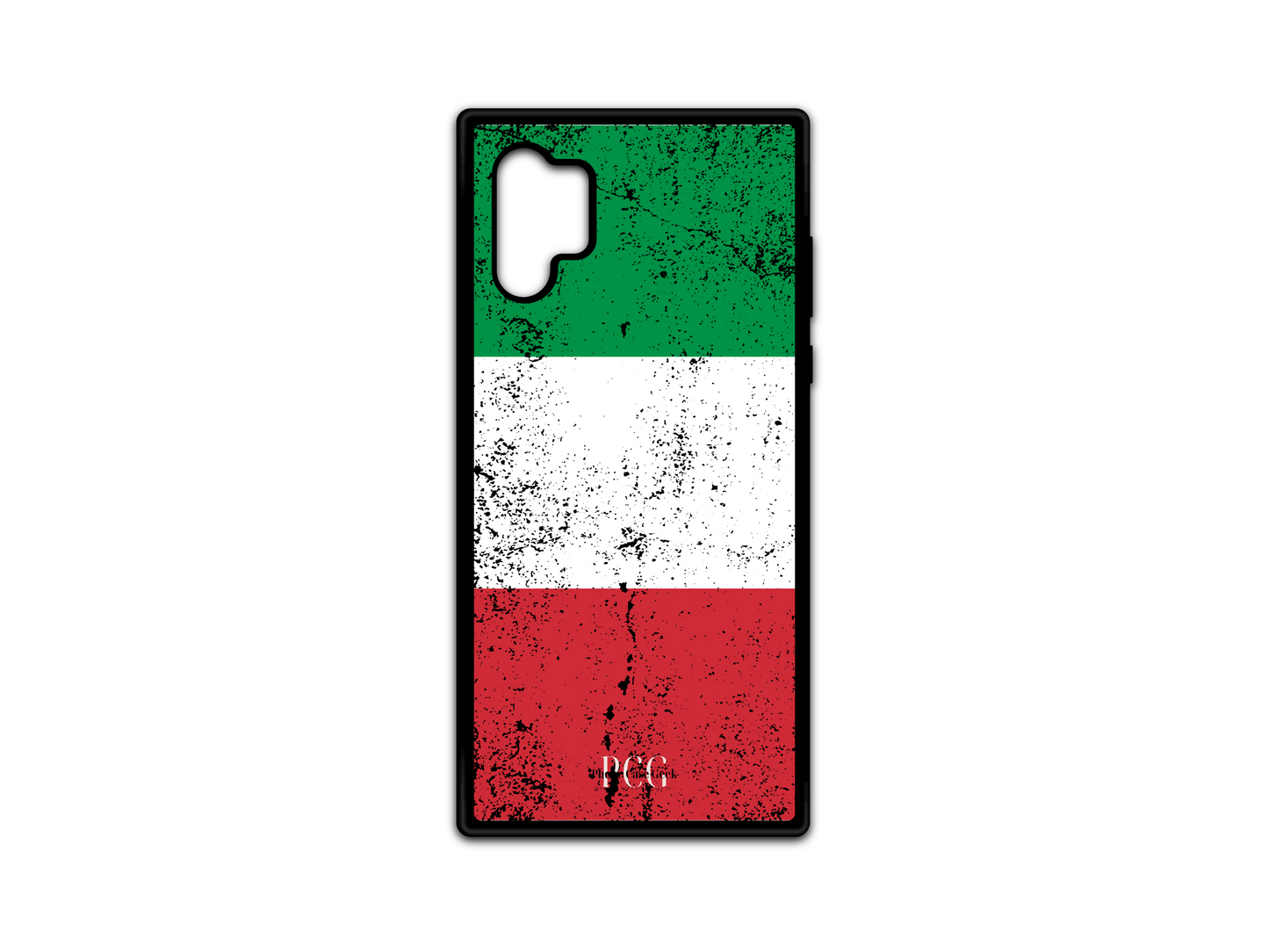 Italian Flag Grunge Phone Case for Samsung Galaxy Note 10. This design features a distressed, grunge-style Italian flag, offering a stylish and edgy look to show off your love for Italy on your phone.