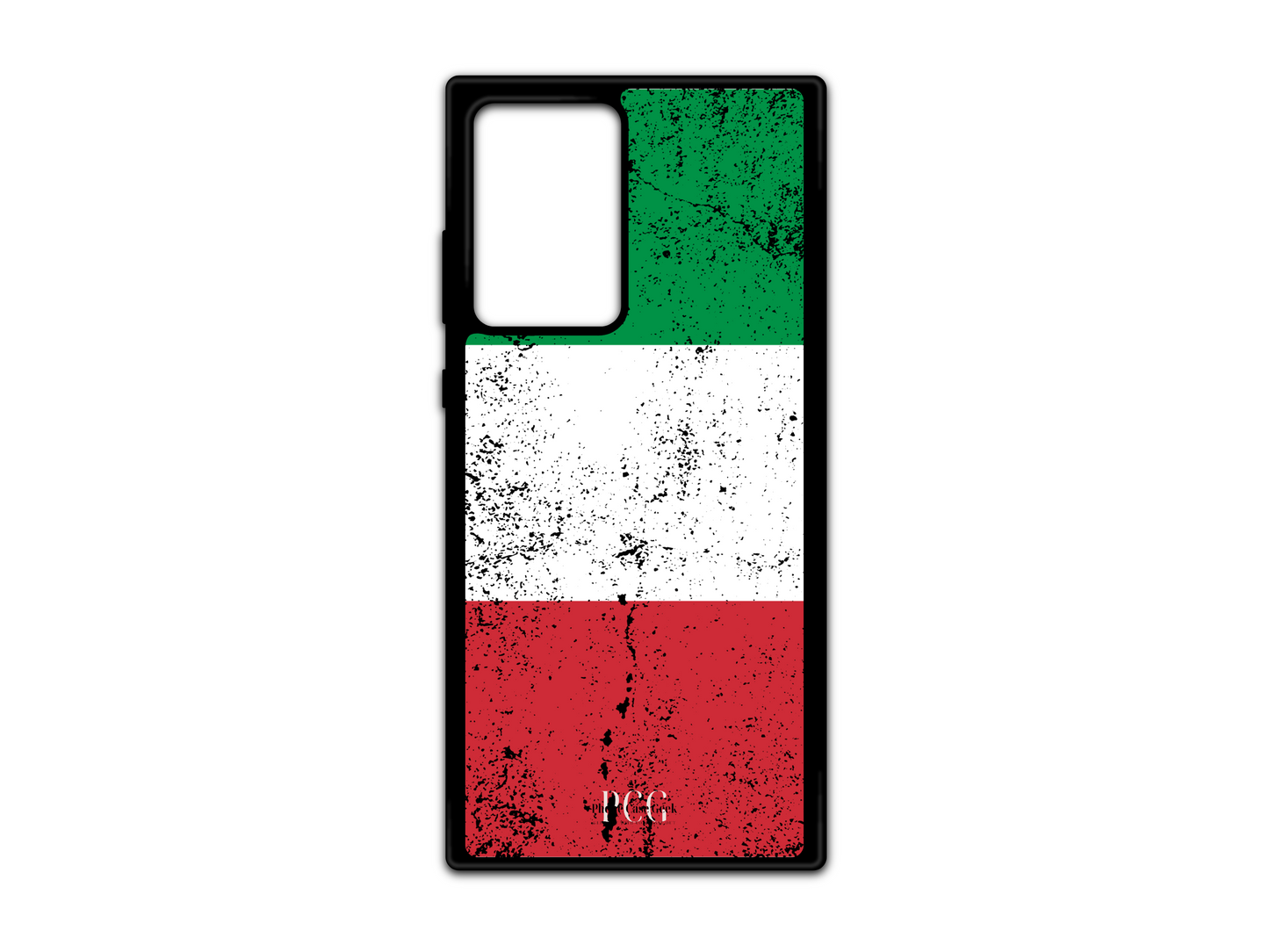 Italian Flag Grunge Phone Case for Samsung Galaxy S21 Ultra, Note20, and Note20 Ultra. This design showcases a rugged, distressed Italian flag with a bold grunge texture, offering a unique and stylish way to express your Italian heritage on your phone.