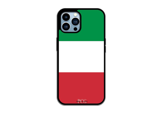 An Italian flag phone case for iPhone, featuring the classic green, white, and red vertical stripes that symbolize Italy.