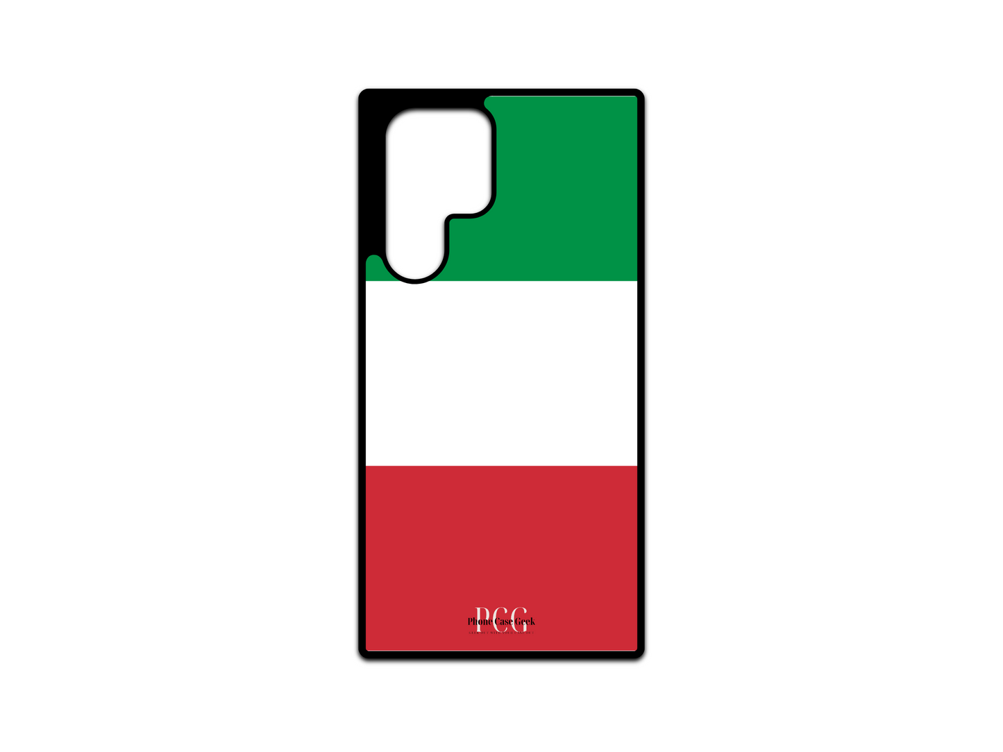 Italian Flag Phone Case for Samsung Galaxy S24 Ultra, S23 Ultra, and S22 Ultra, featuring the bold green, white, and red stripes of Italy’s flag, designed to perfectly fit the larger Ultra models of these Samsung devices. The case offers a stylish way to represent Italian heritage with premium durability and a sleek finish.