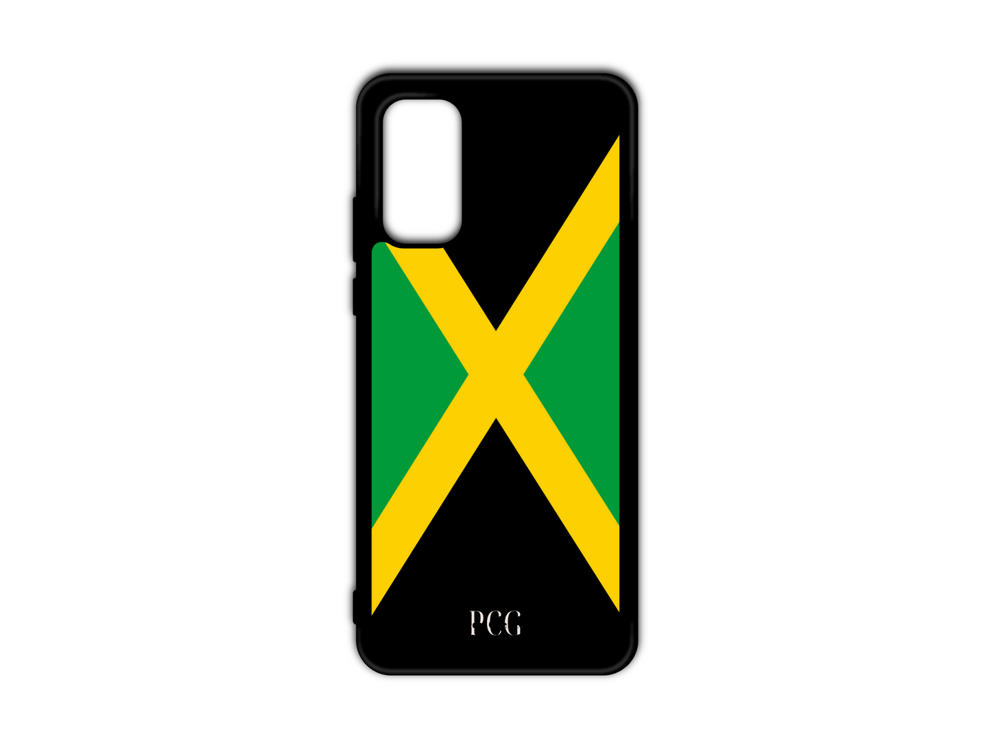 Jamaican Flag Phone Case for Samsung Galaxy S20, S20 Ultra, and S20 FE, featuring the iconic green, yellow, and black stripes of the Jamaican flag in a vibrant design to showcase your national pride.