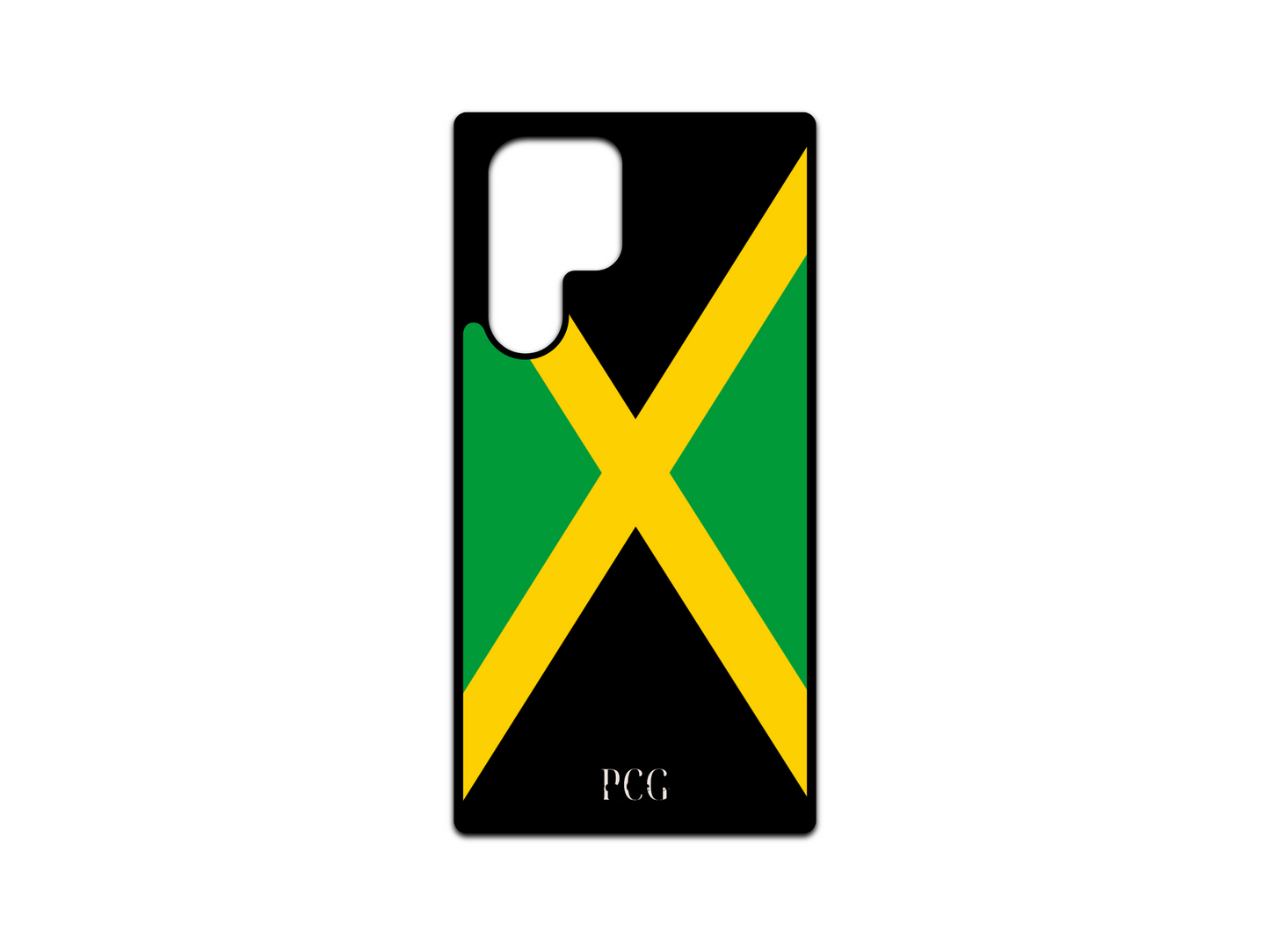 Jamaican Flag Phone Case for Samsung Galaxy S24 Ultra, S23 Ultra, and S22 Ultra, featuring a bold and vibrant design with the green, yellow, and black stripes of the Jamaican flag for a striking and patriotic look.