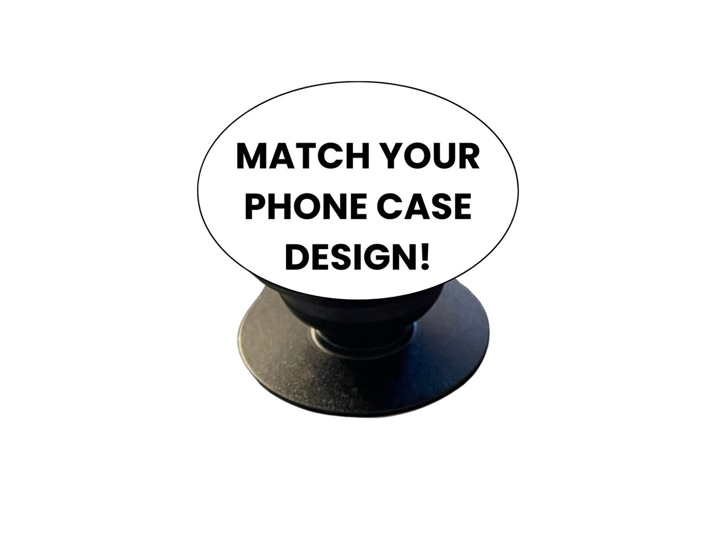 Matching Geek Grip for iPhone case, showcasing design placement on the grip that enhances phone stability, improves grip for selfies, and serves as a convenient stand.