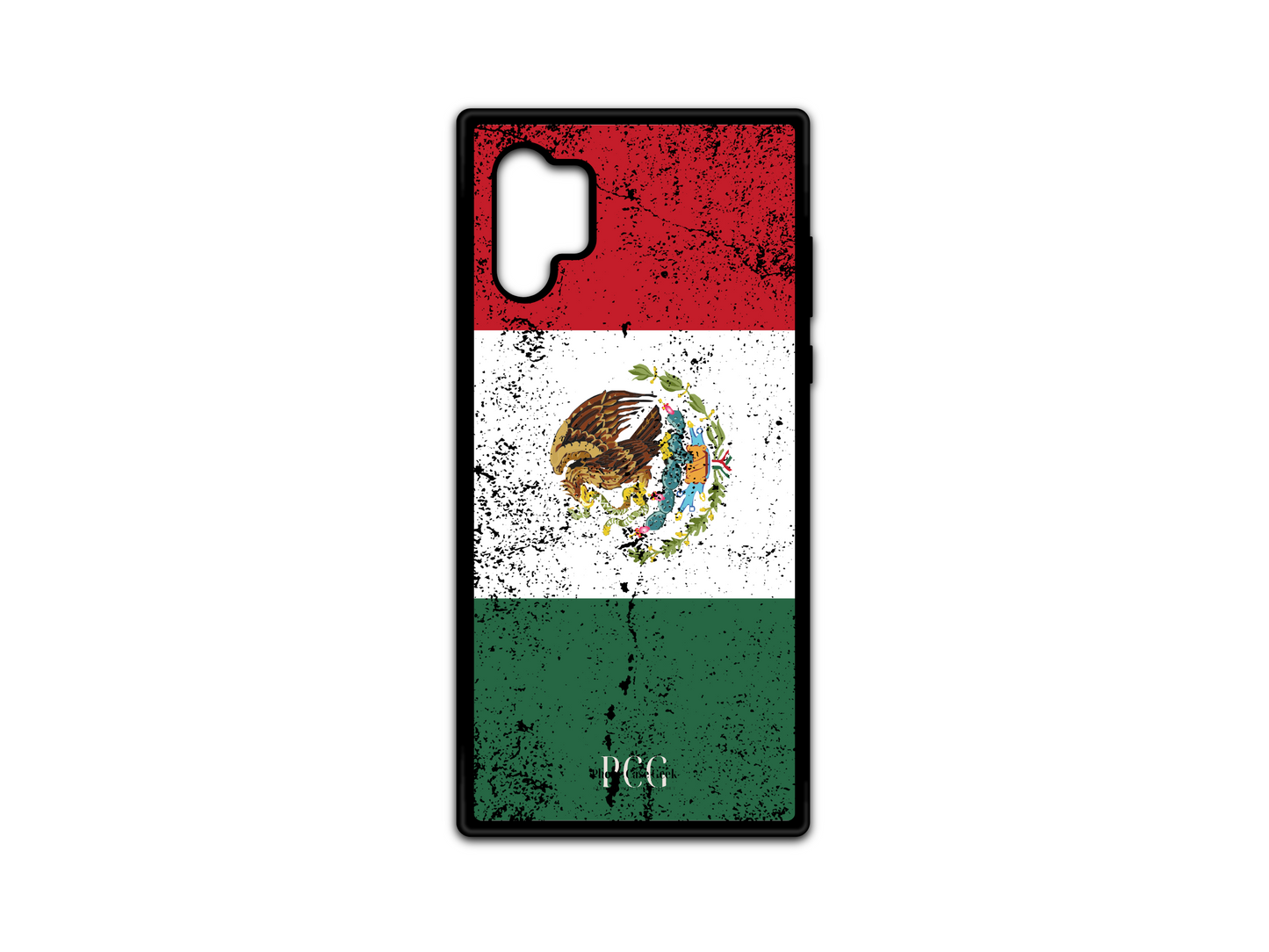 Mexican Flag Grunge Phone Case for Samsung Galaxy Note 10, showcasing a worn, grunge-inspired design of the Mexican flag with a distressed, vintage look for a bold, unique style.