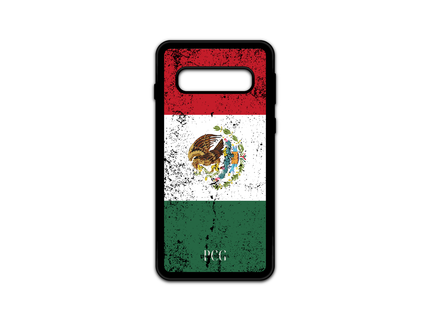 Mexican Flag Grunge Phone Case for Samsung Galaxy S10, featuring a distressed Mexican flag design with a rugged, vintage look.