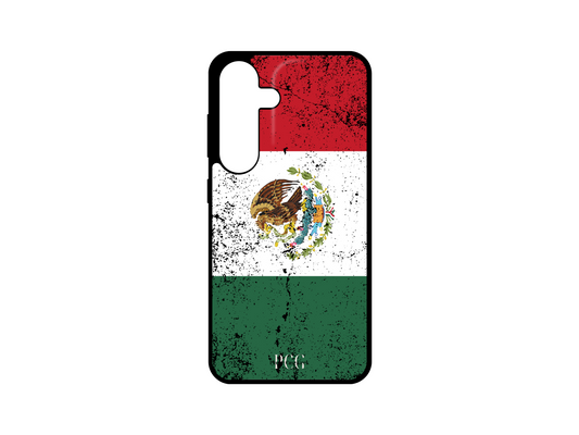 Mexican Flag Grunge Phone Case for Samsung Galaxy S24, S23, S22, and S21, featuring a rugged, vintage-style Mexican flag design with textured details for a unique, bold look.