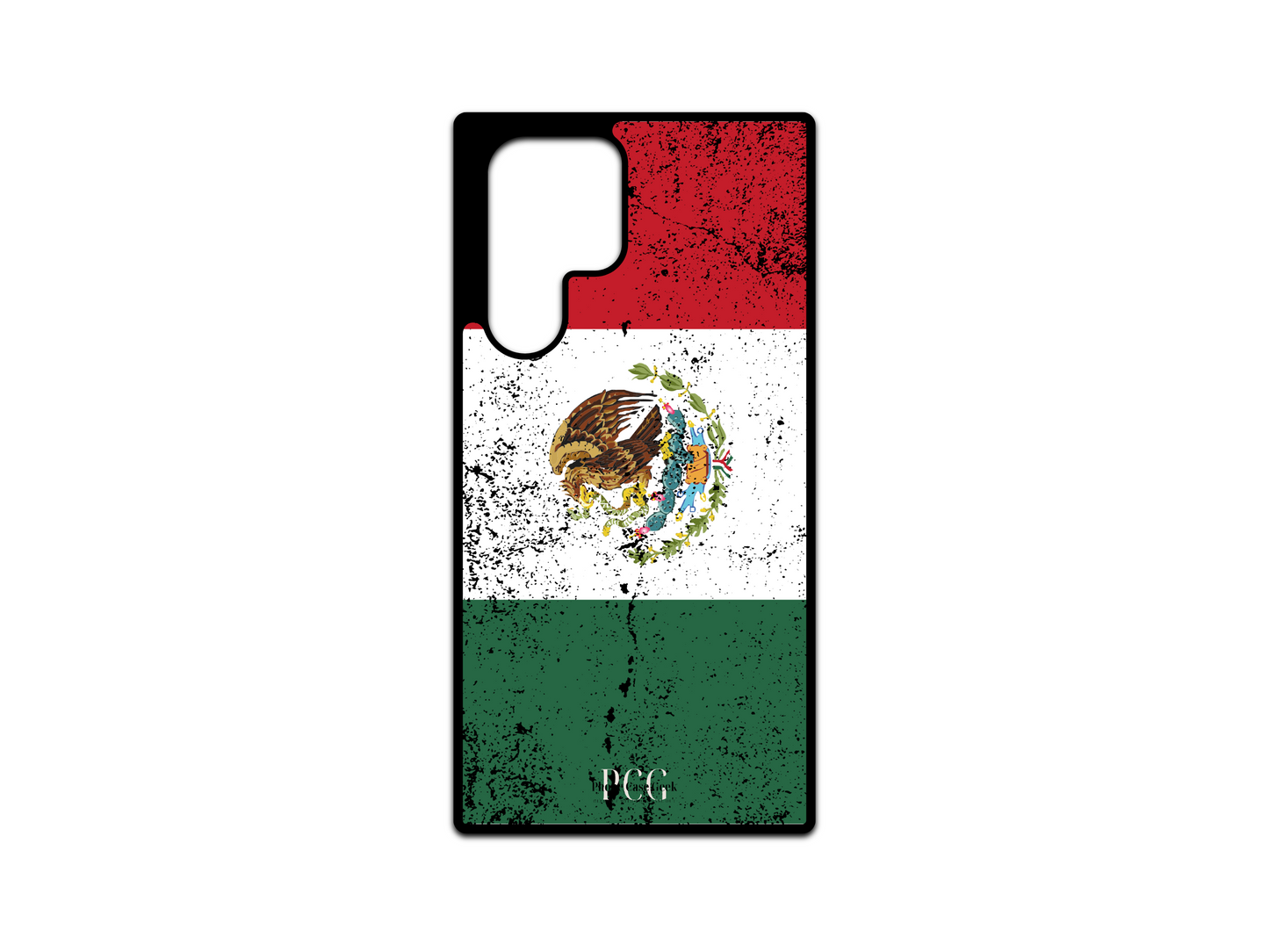 Mexican Flag Grunge Phone Case for Samsung Galaxy S24 Ultra, S23 Ultra, and S22 Ultra, displaying a distressed Mexican flag design with a rustic texture for a bold, statement look.