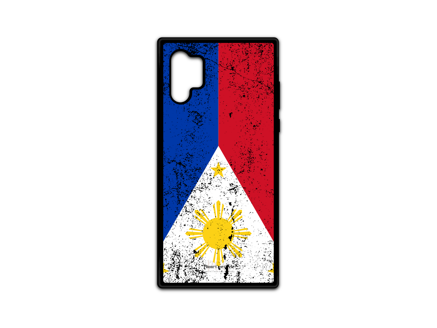 Philippine Flag Grunge Phone Case for Samsung Galaxy Note 10. This case showcases a rugged, distressed Philippine flag design, adding a bold and patriotic style to your Samsung Note 10.