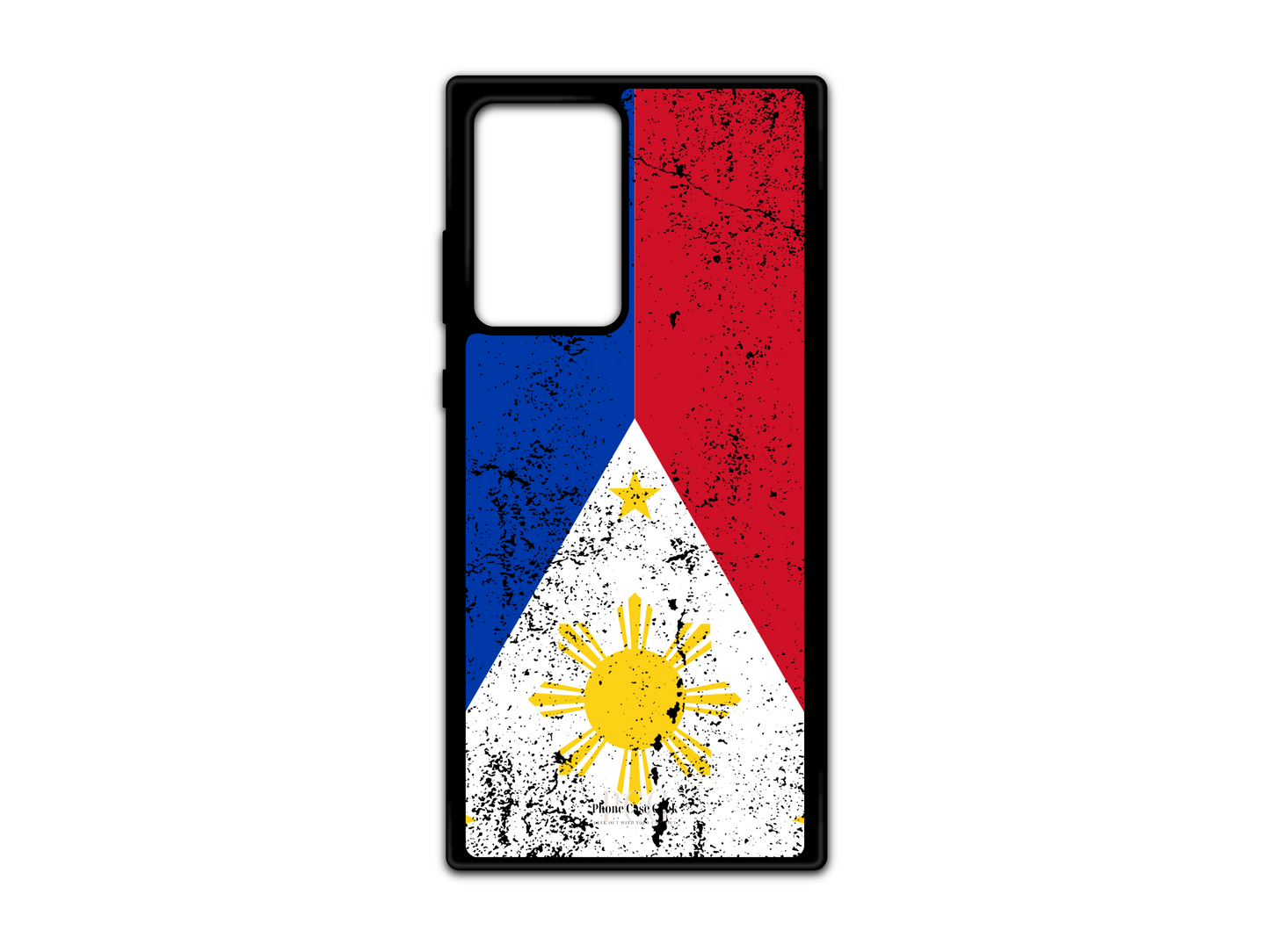 Philippine Flag Grunge Phone Case for Samsung Galaxy S21 Ultra, Note 20, and Note 20 Ultra. This phone case features a bold, grunge-style Philippine flag design, offering a unique, textured look for your Samsung device.