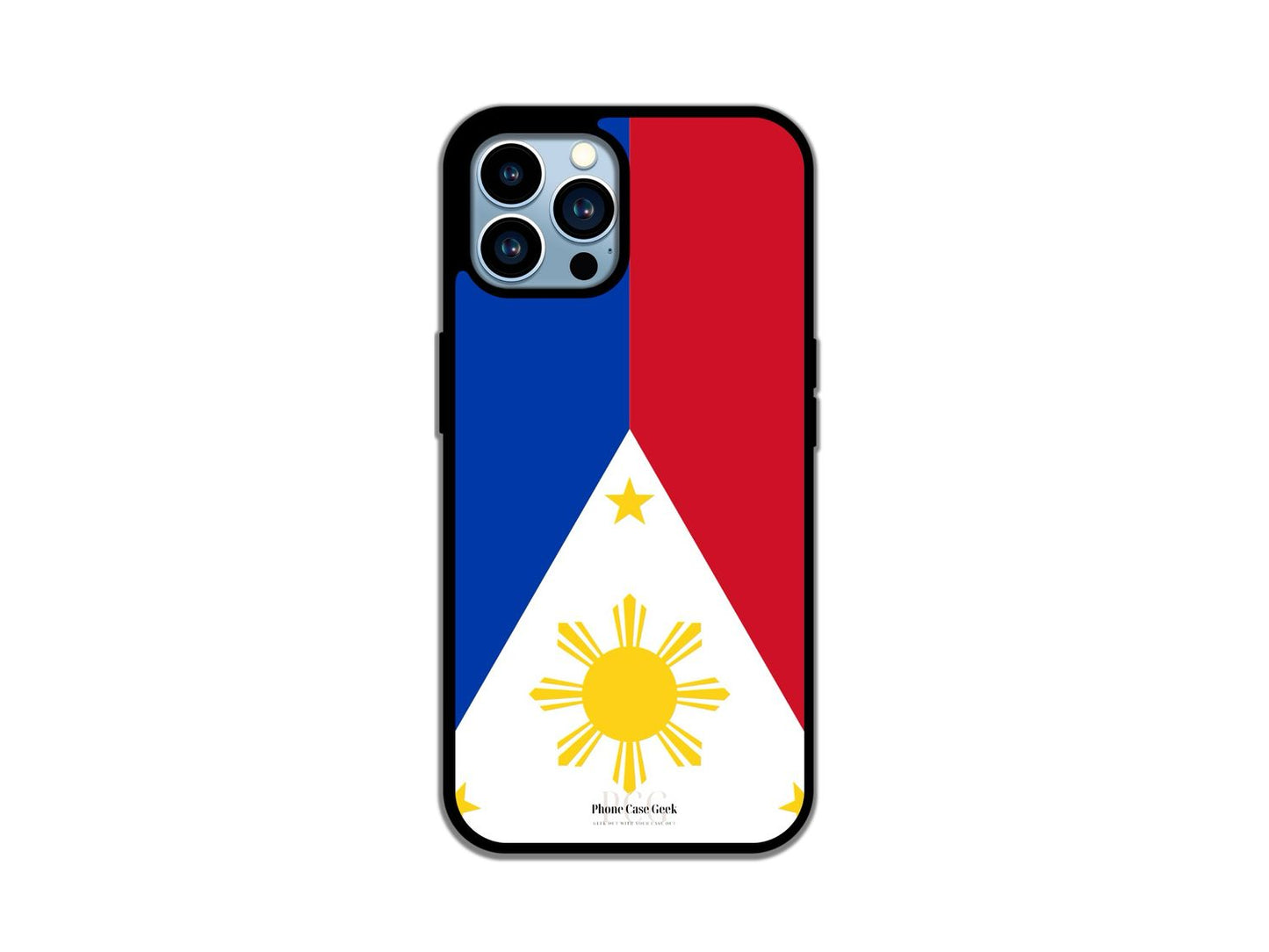 Philippine flag phone case for iPhone featuring the vibrant colors and design of the Philippine flag, showcasing its iconic sun and stars for a patriotic and stylish look.