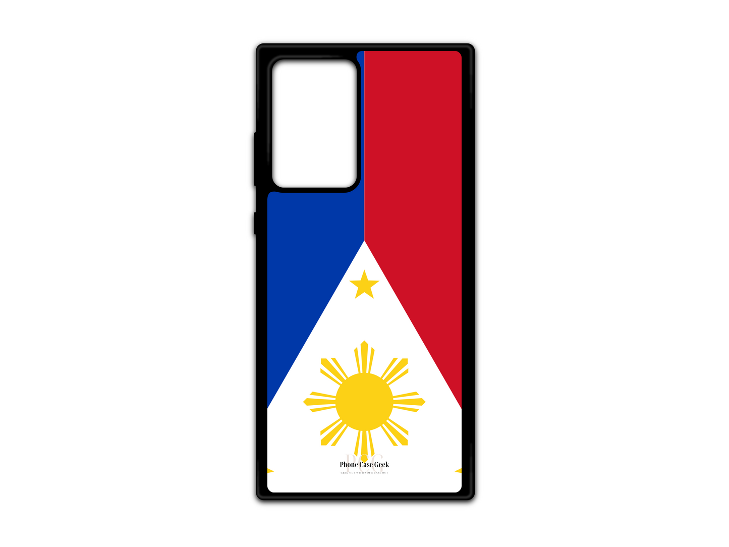 Philippine Flag Phone Case for Samsung Galaxy S21 Ultra, Note 20, and Note 20 Ultra. This custom case features the vibrant Philippine flag design, ideal for showing off your pride and patriotism while providing reliable protection for your device.