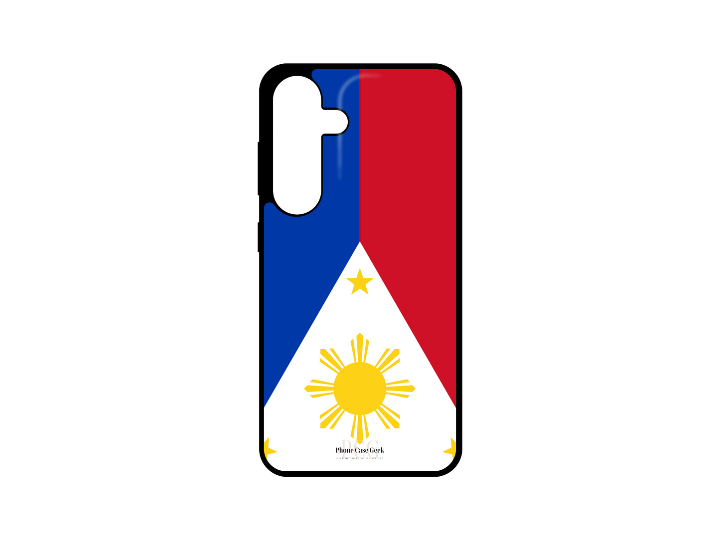 Philippine Flag Phone Case for Samsung Galaxy S24, S23, S22, S21. This case features a bold and vibrant design of the Philippine flag, showcasing the sun and stars in traditional colors. Ideal for expressing your pride in the Philippines while keeping your phone protected.